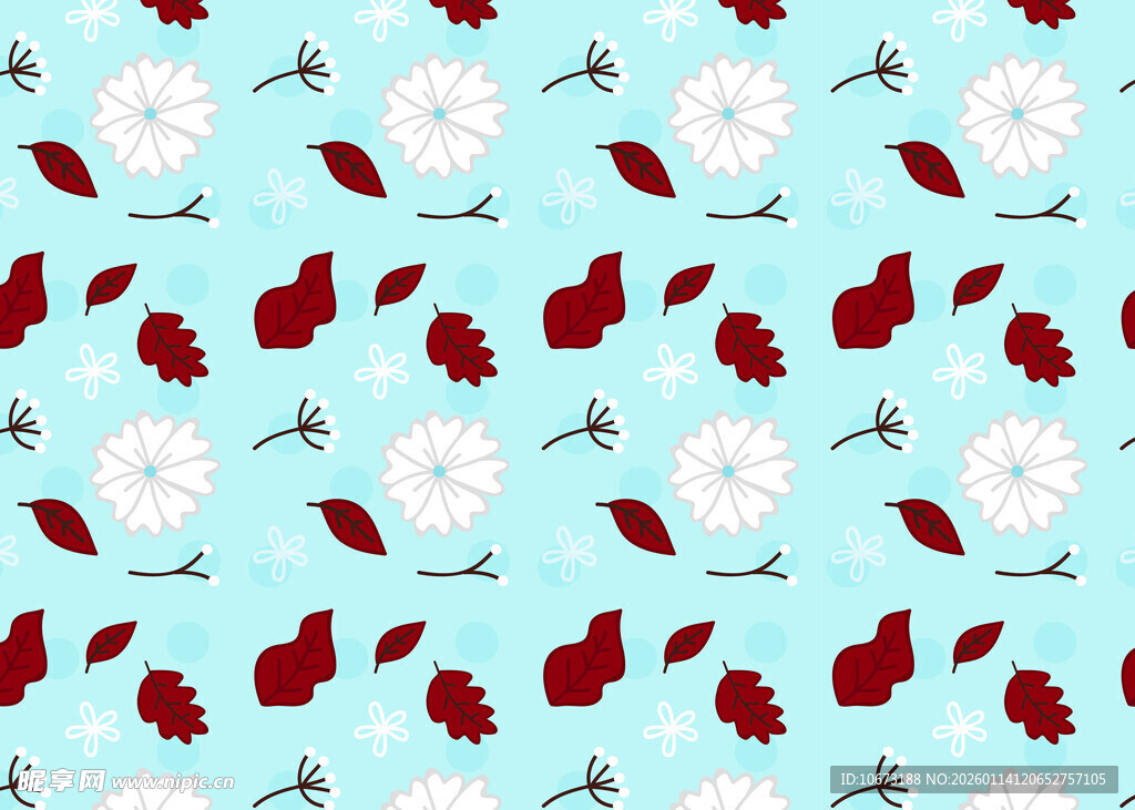 蓝底花卉樱桃图案背景