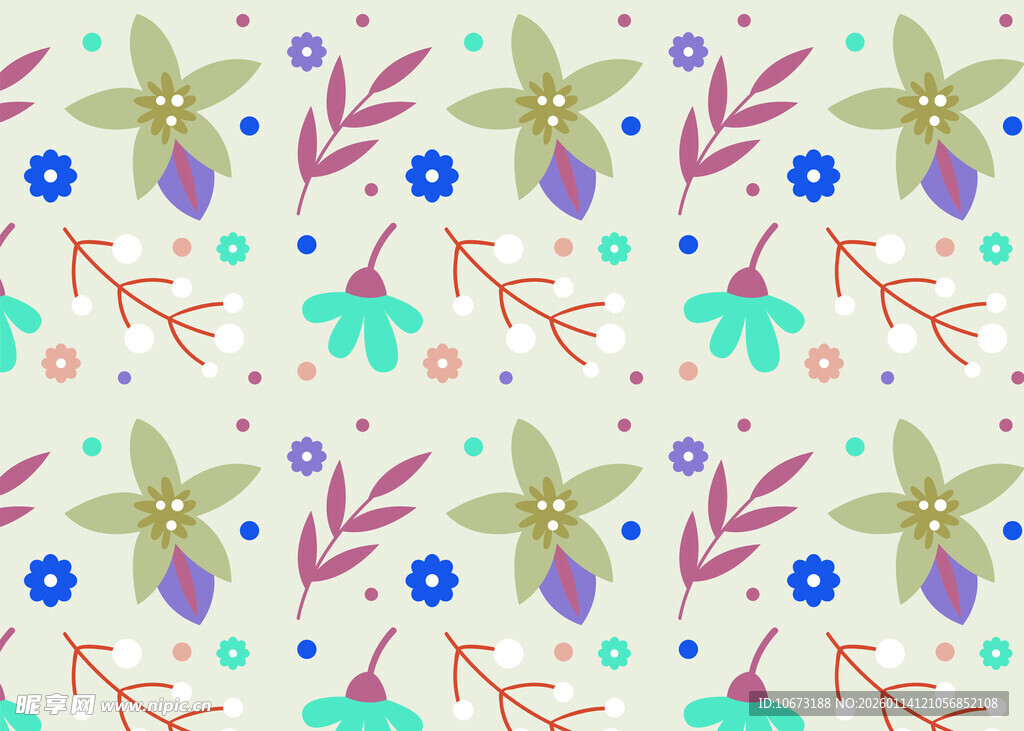 清新花卉枝叶图案背景