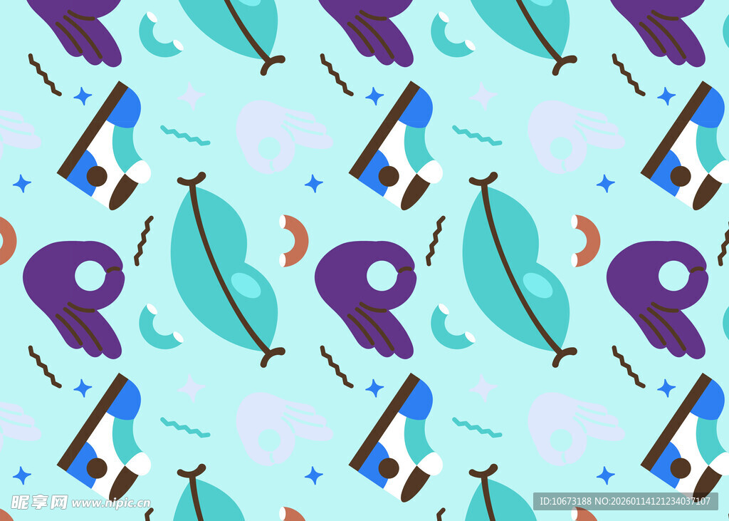 蓝紫调小鸟图案背景