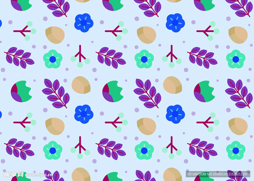 多彩花卉几何图案背景