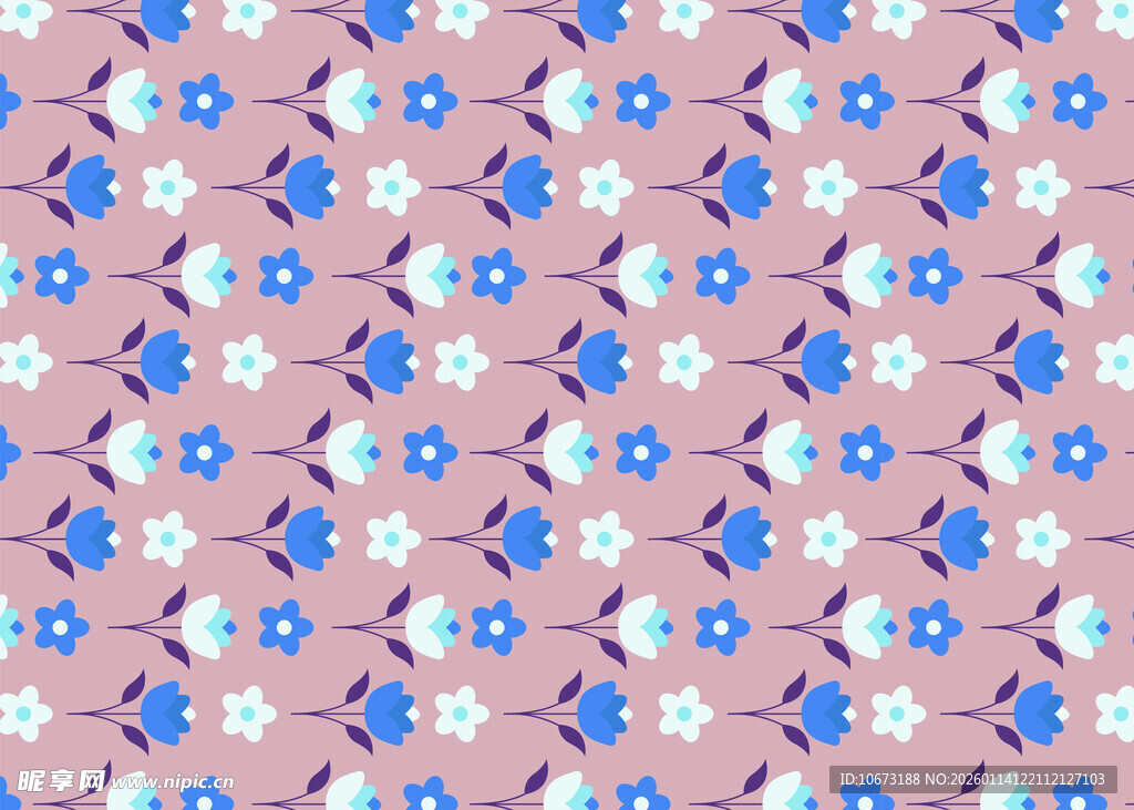 花卉几何图案无缝背景图