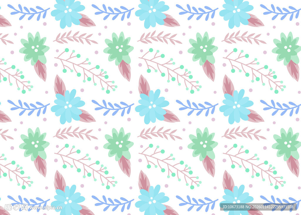 清新仙人掌花卉图案背景