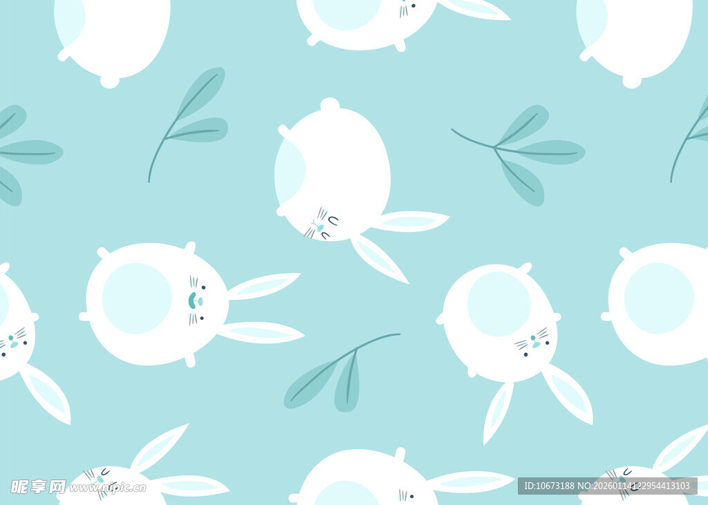 浅蓝色兔子图案背景