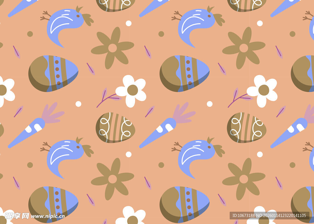 花卉昆虫图案的多彩背景