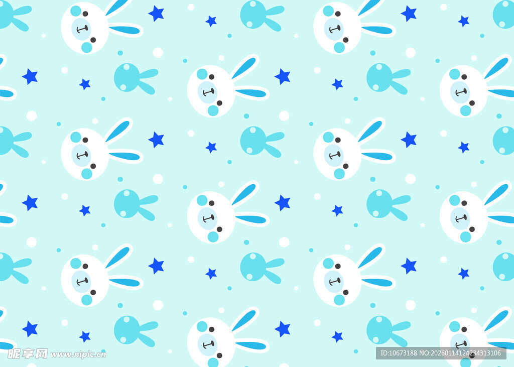 浅蓝色底可爱飞鸟图案