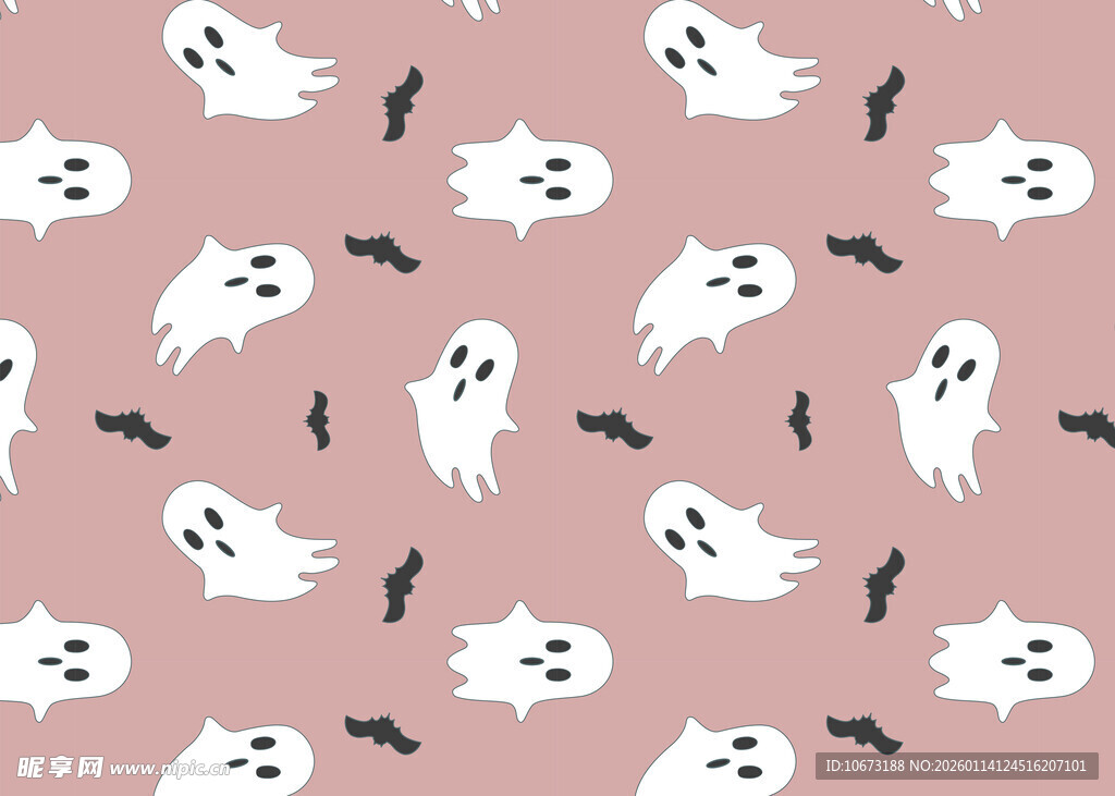 粉色背景幽灵蝙蝠图案