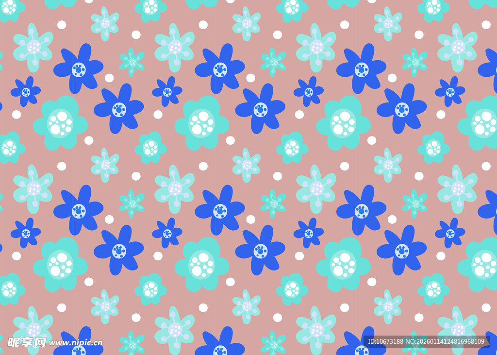 粉色底蓝色雪花图案背景