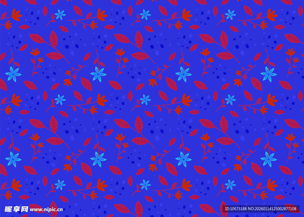 蓝底红蓝雪花图案背景