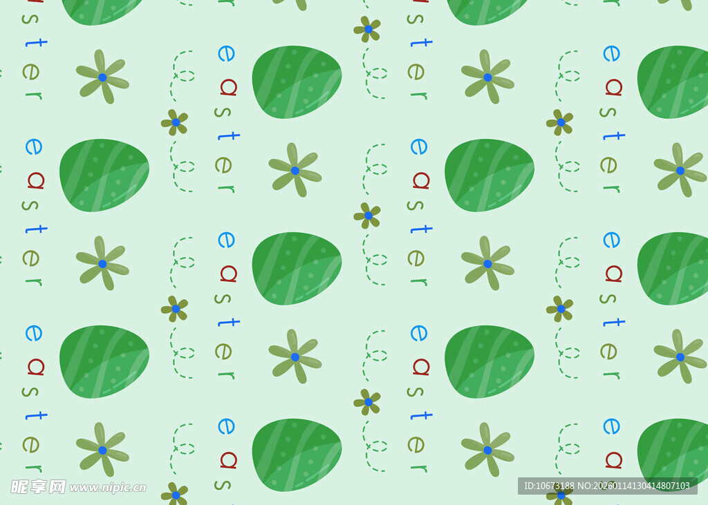 清新绿叶花卉图案背景