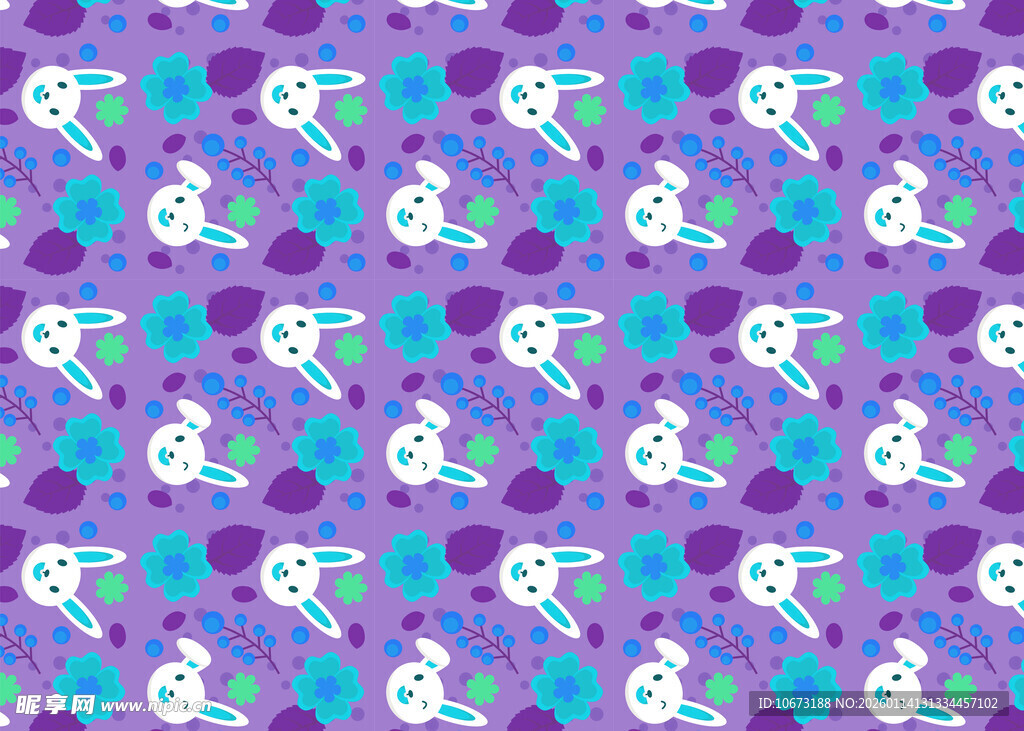 紫色系卡通图案无缝背景