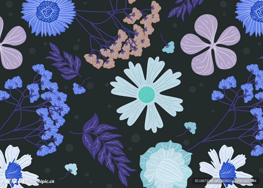 深色底花卉图案纹理