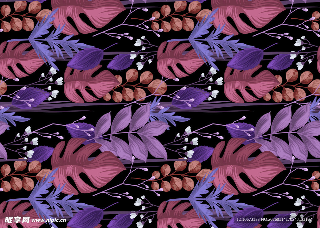 多彩花卉图案无缝背景