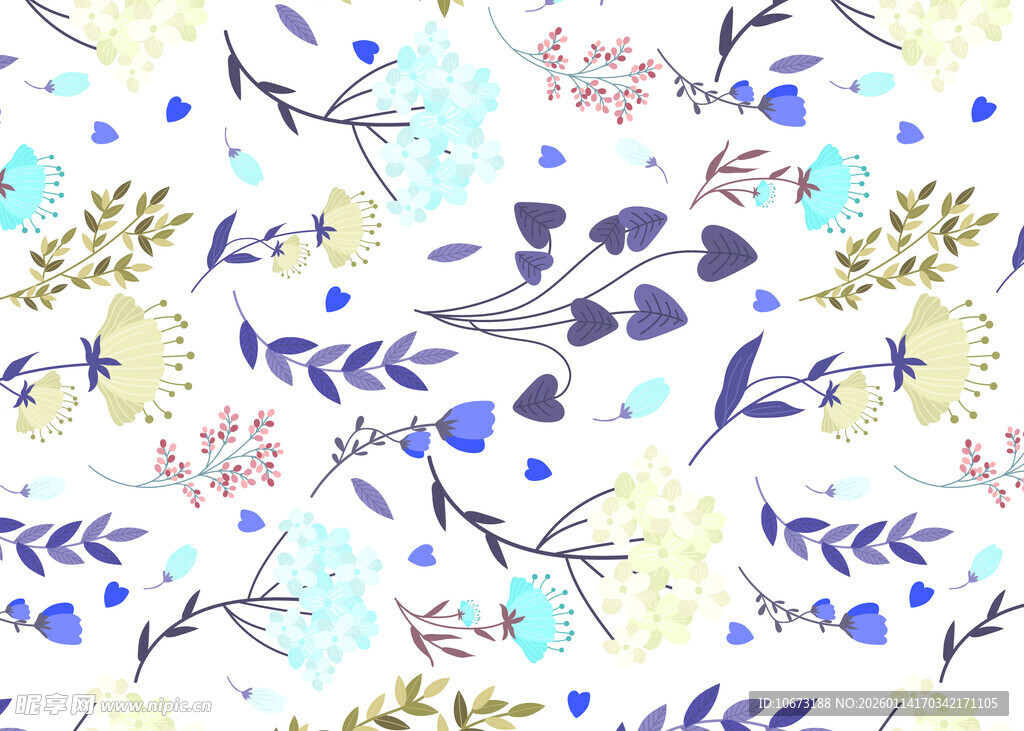 清新花卉水彩图案背景