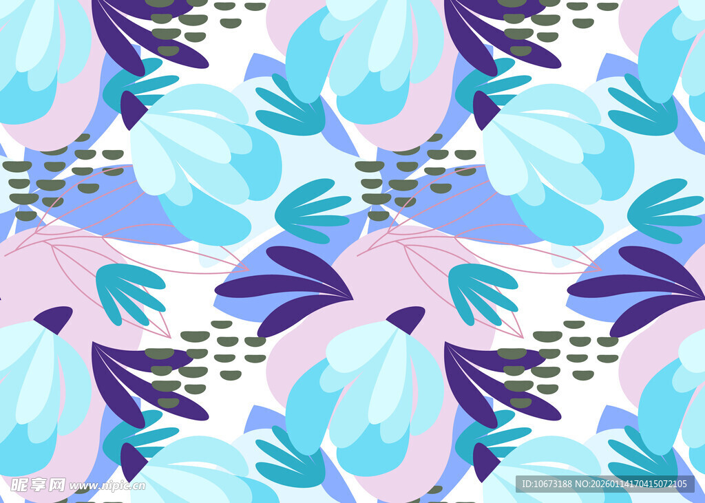 蓝紫花卉图案无缝背景