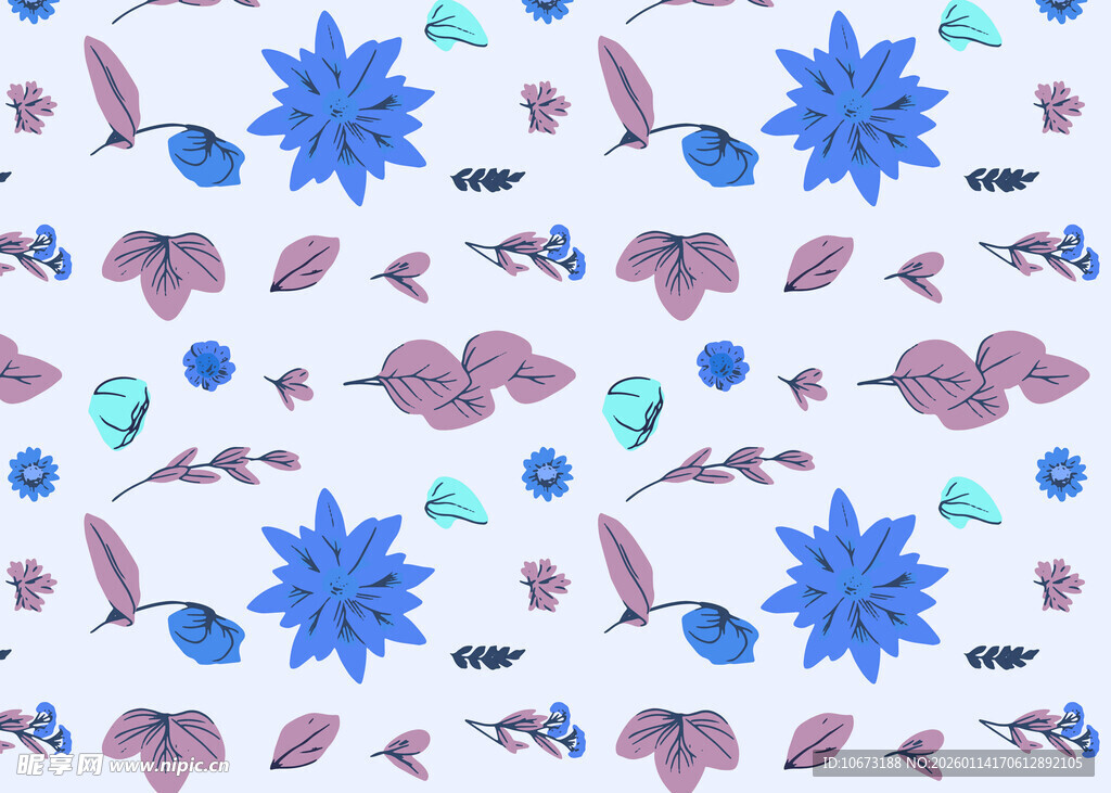 蓝紫花卉图案背景纹理
