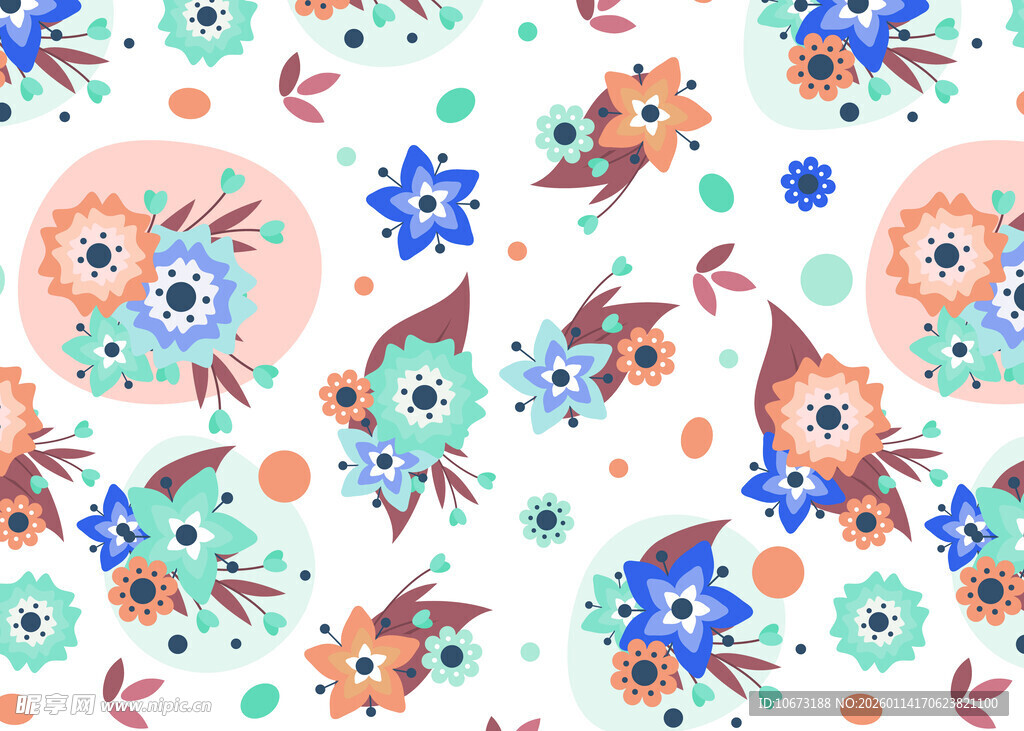 多彩花卉图案背景设计