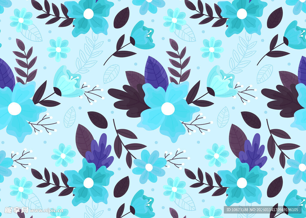 蓝紫色花卉图案背景