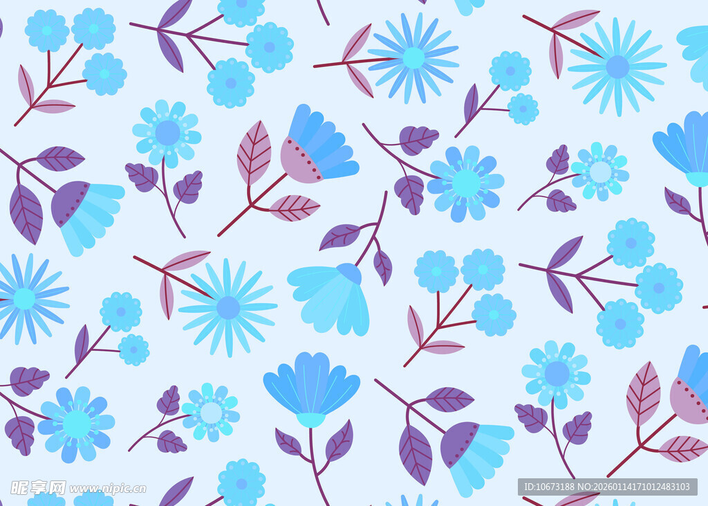 蓝紫色花卉图案背景