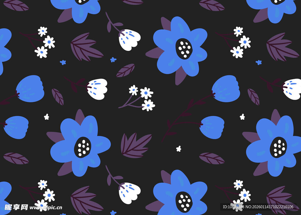蓝紫花卉图案背景纹理