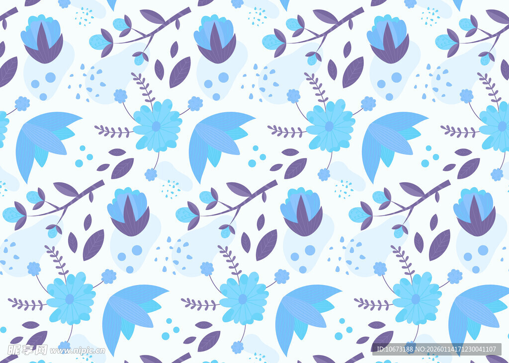 蓝色花卉图案背景纹理