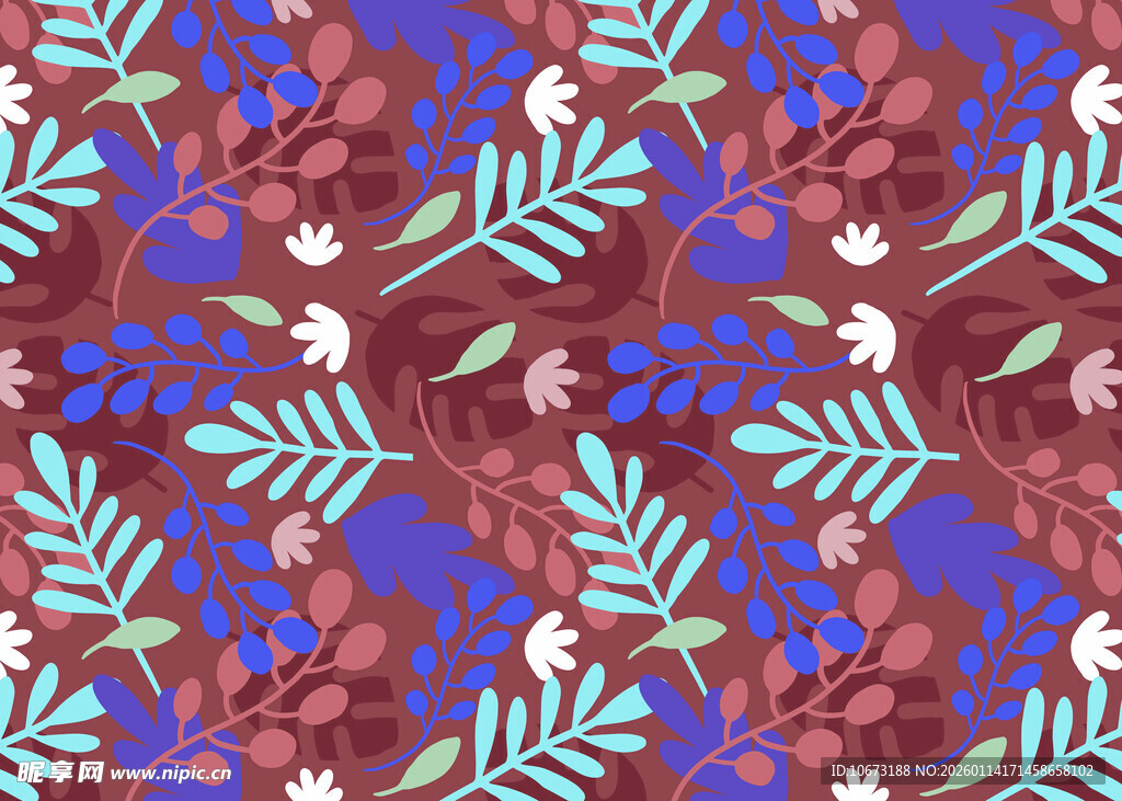 紫色花卉植物无缝图案