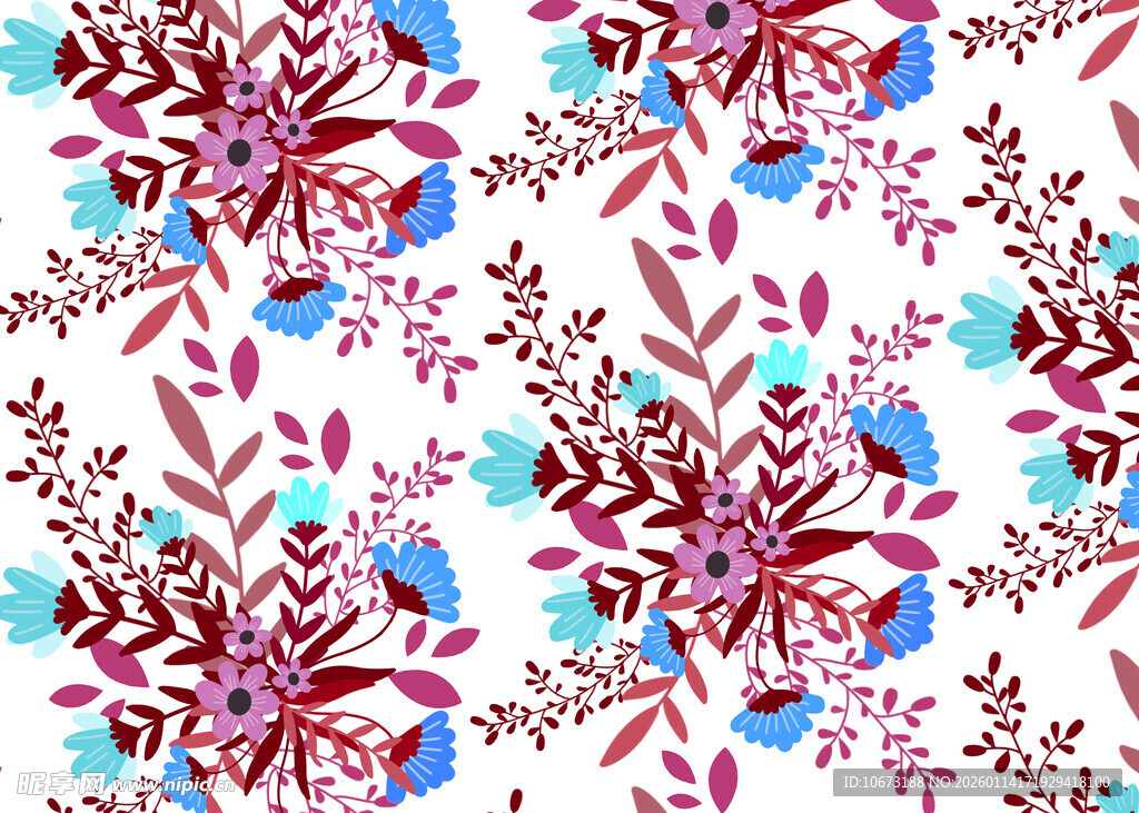 花卉图案多彩精致水彩花纹