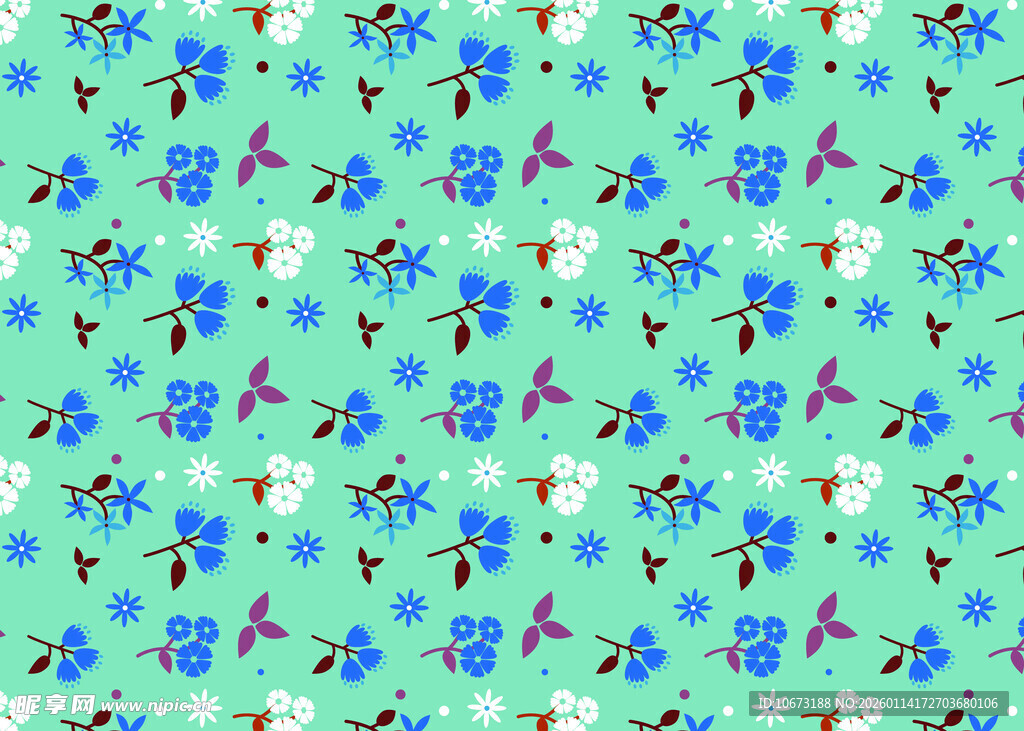 蓝绿花卉图案背景