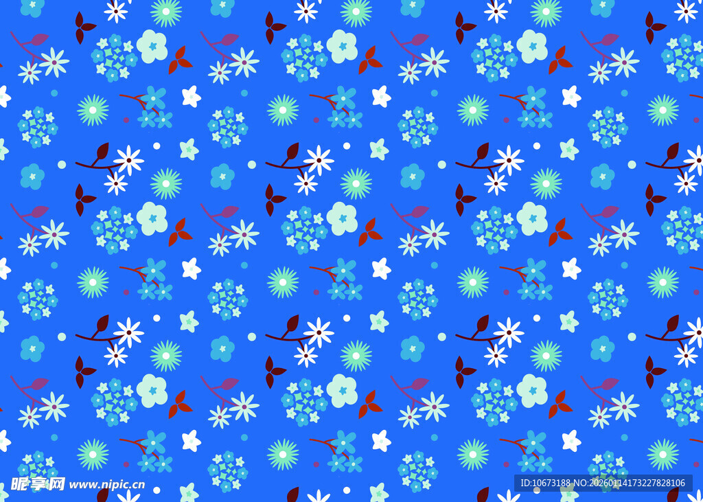蓝色花卉图案背景纹理