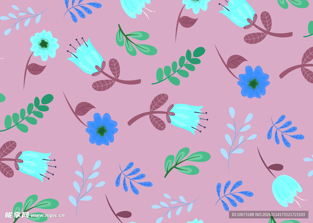 粉色花卉无缝图案背景