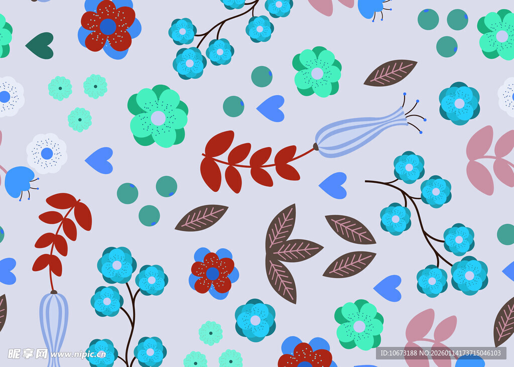 多彩花卉植物图案设计