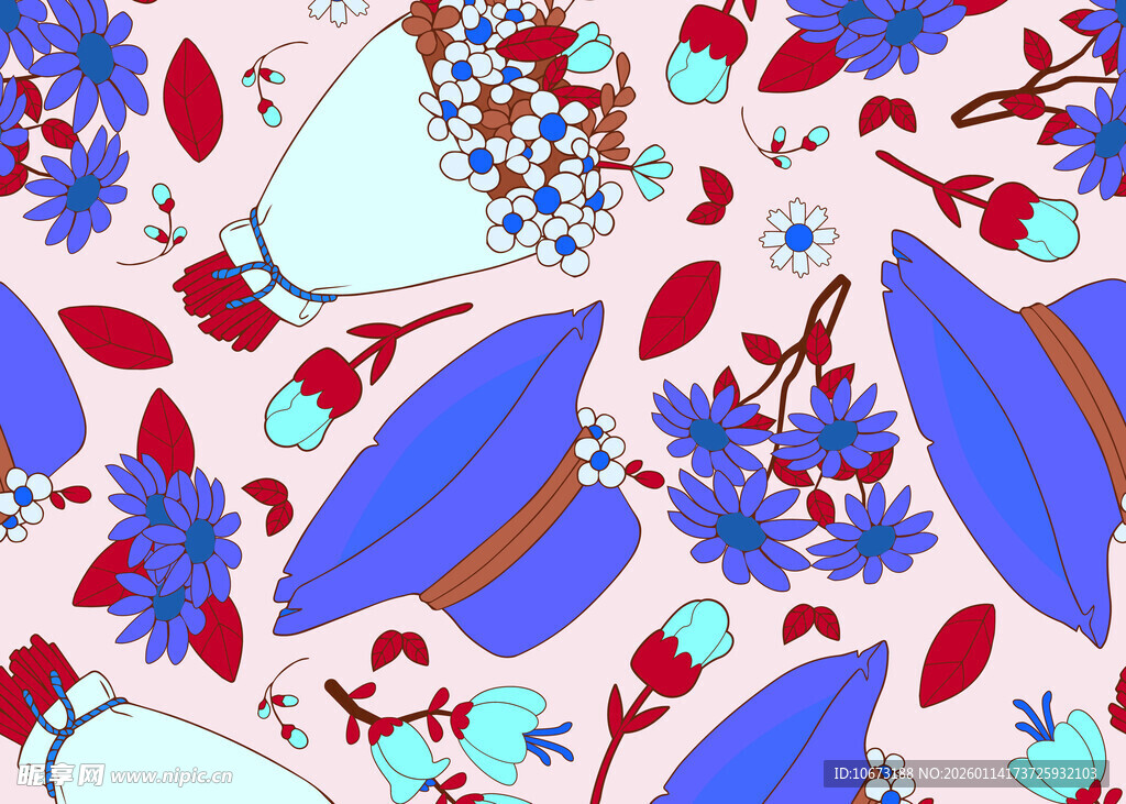 花卉蝴蝶粉色图案背景