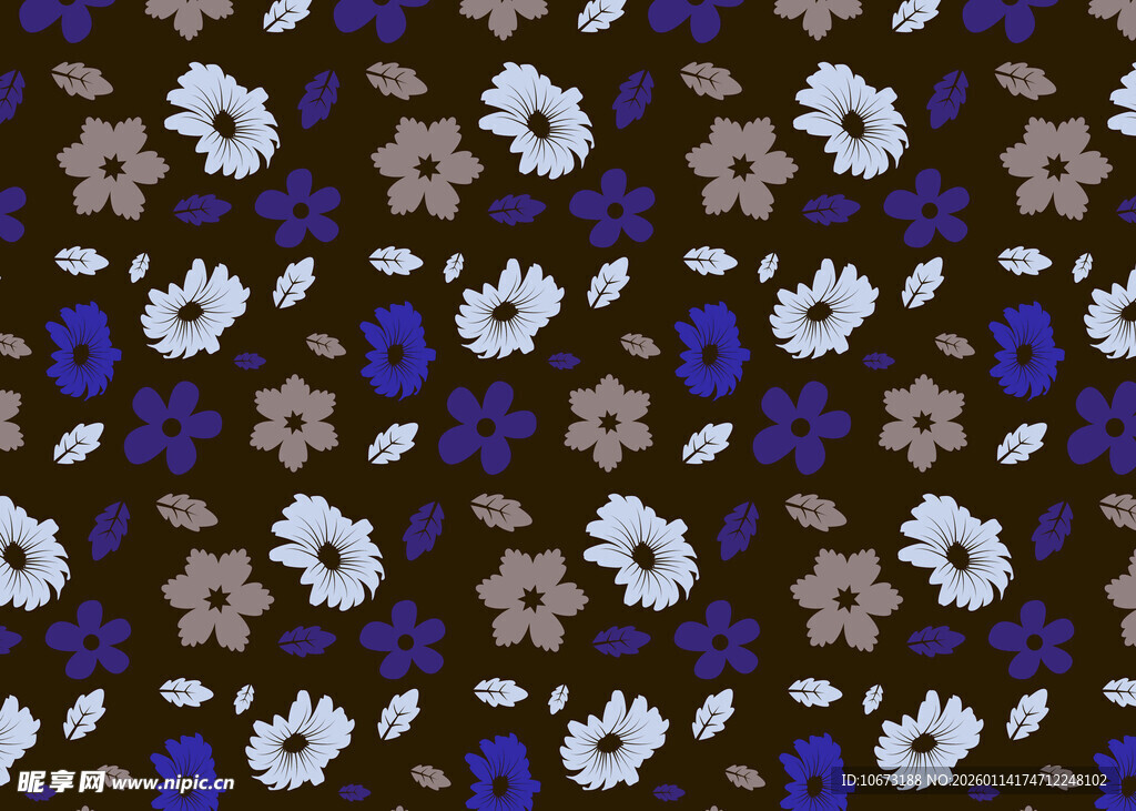 深色底花卉图案纹理