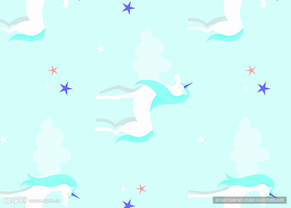 梦幻独角兽星星背景图案