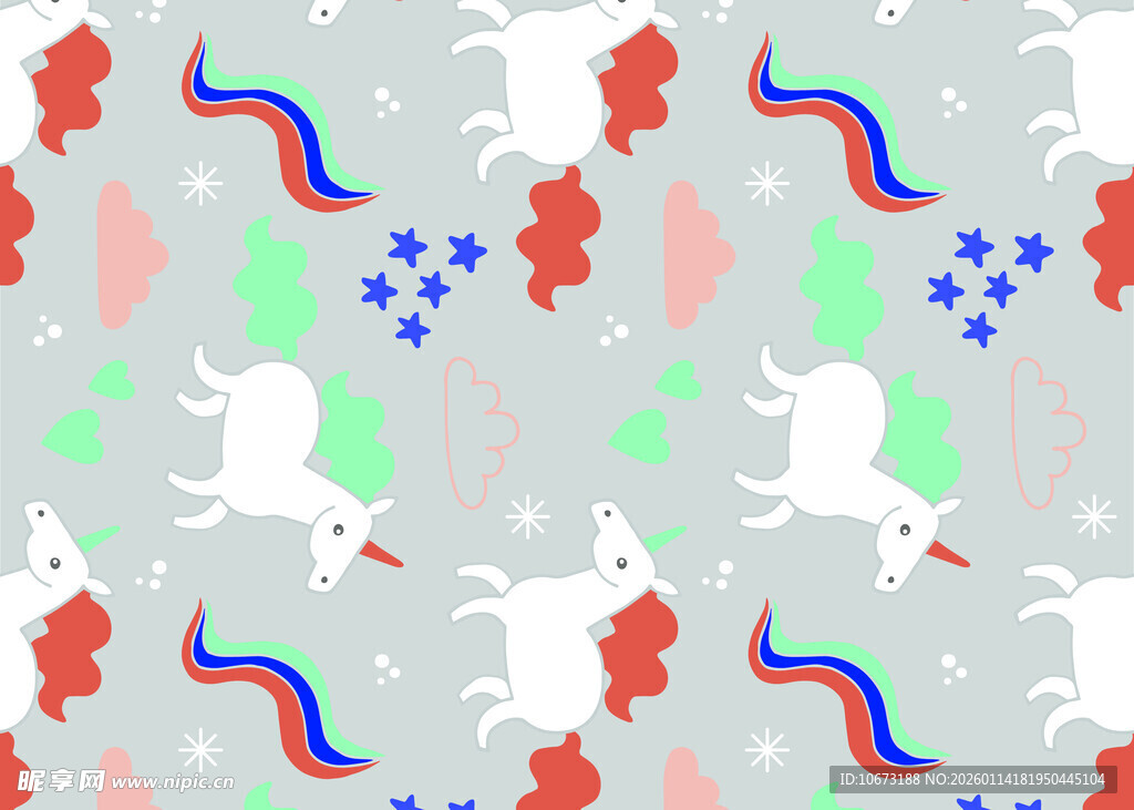 独角兽彩虹星星图案背景