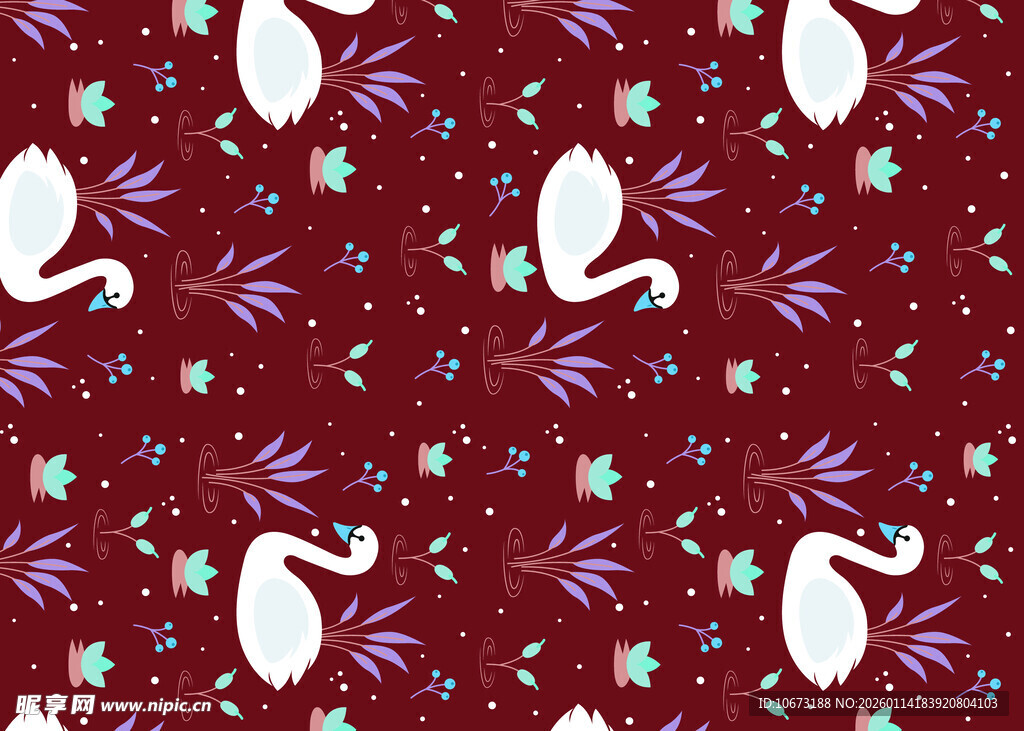 红色背景火烈鸟图案花纹