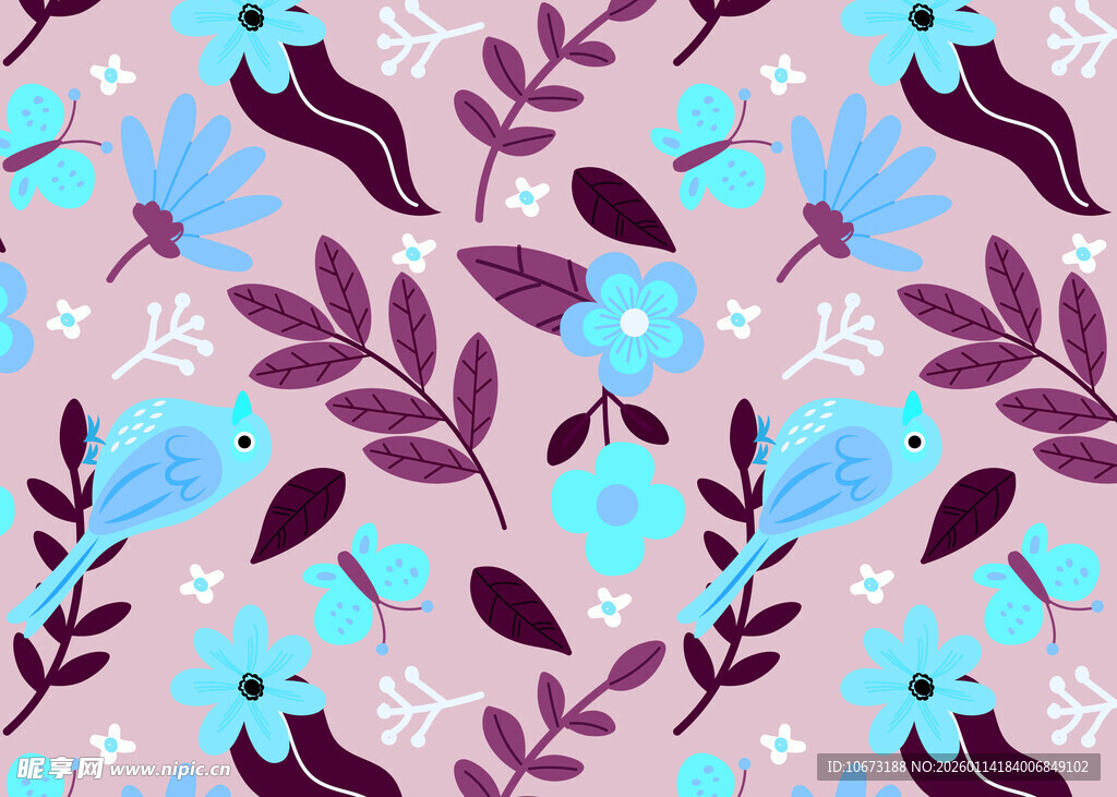 花卉植物几何图案背景图