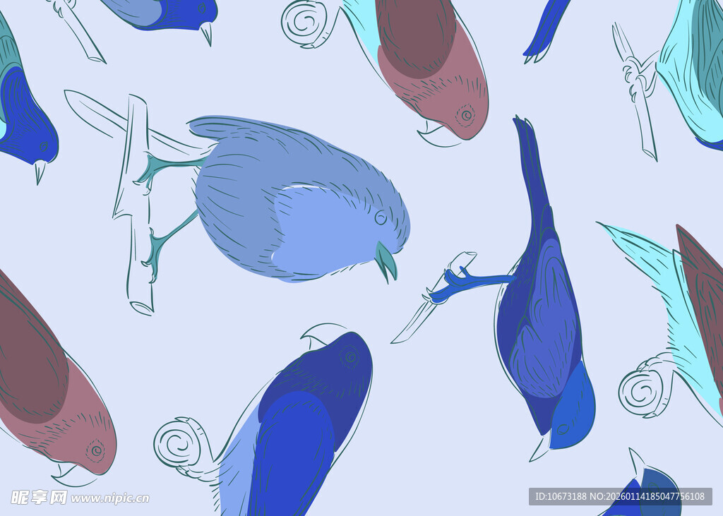 多彩海洋生物图案背景