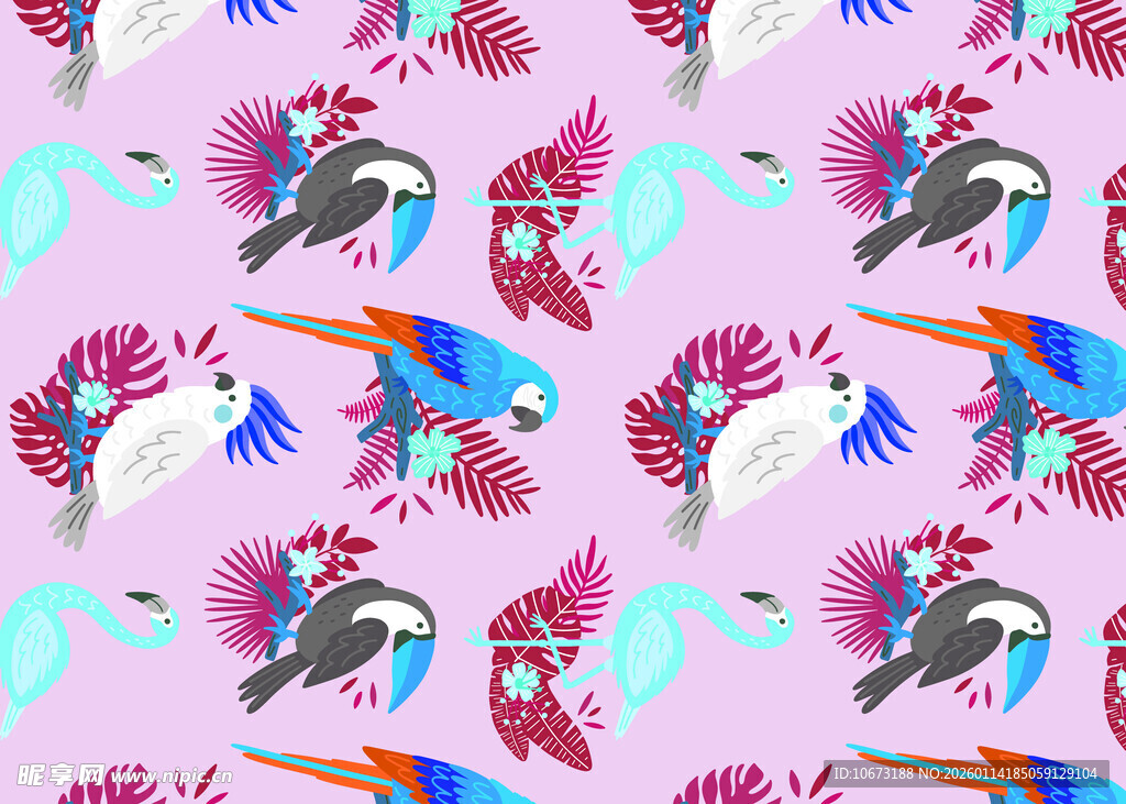 多彩鸟类图案背景设计