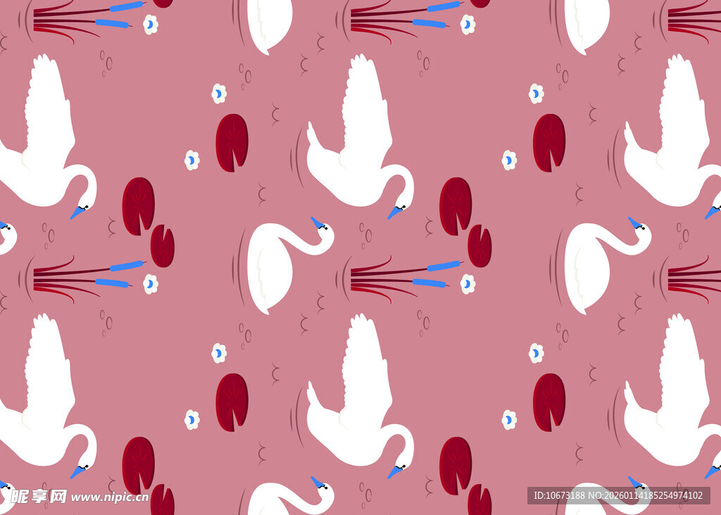 粉色天鹅图案背景设计