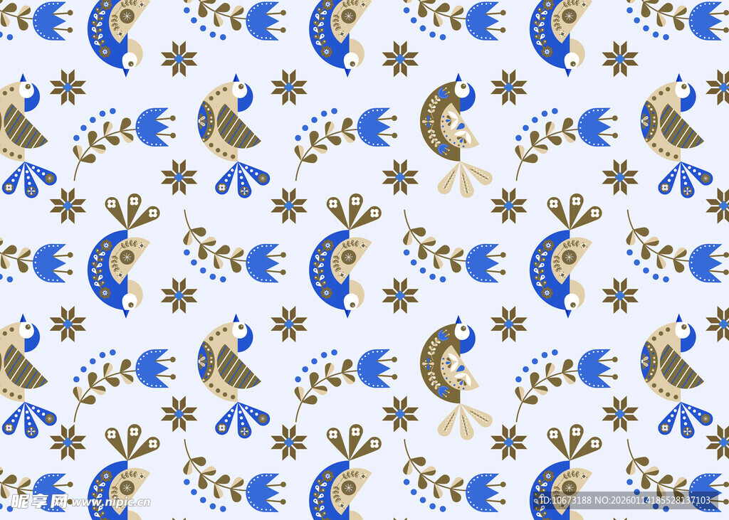 蓝白金色花纹图案背景