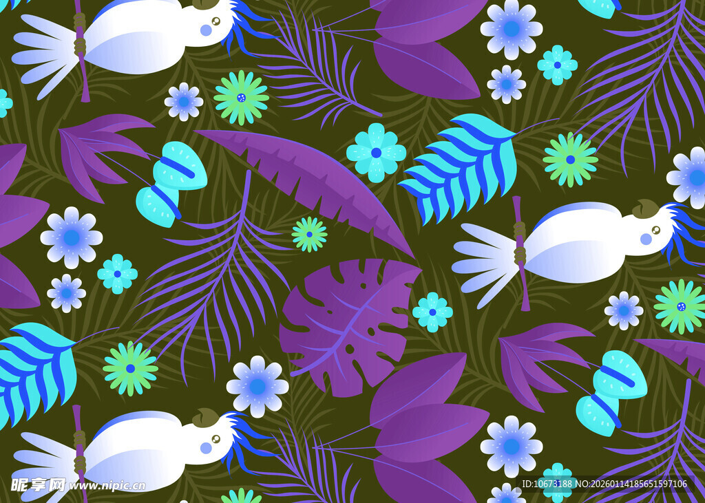 热带植物花卉图案背景