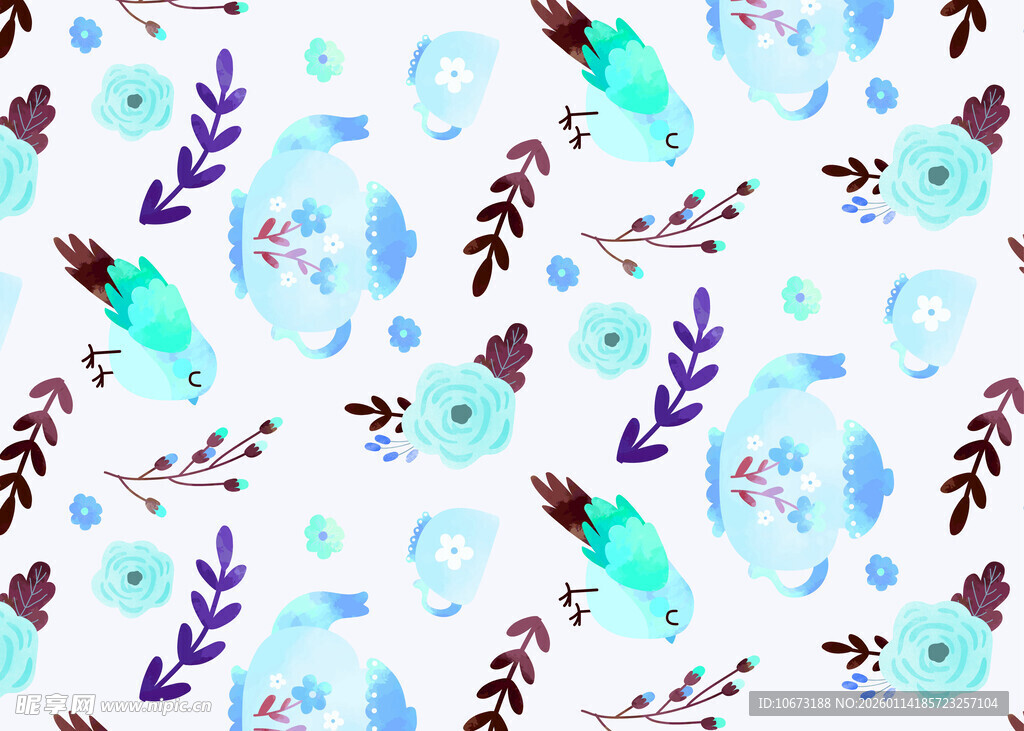 水彩花卉图案背景纹理