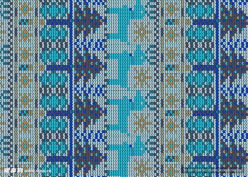 蓝调几何图案民族风纹理