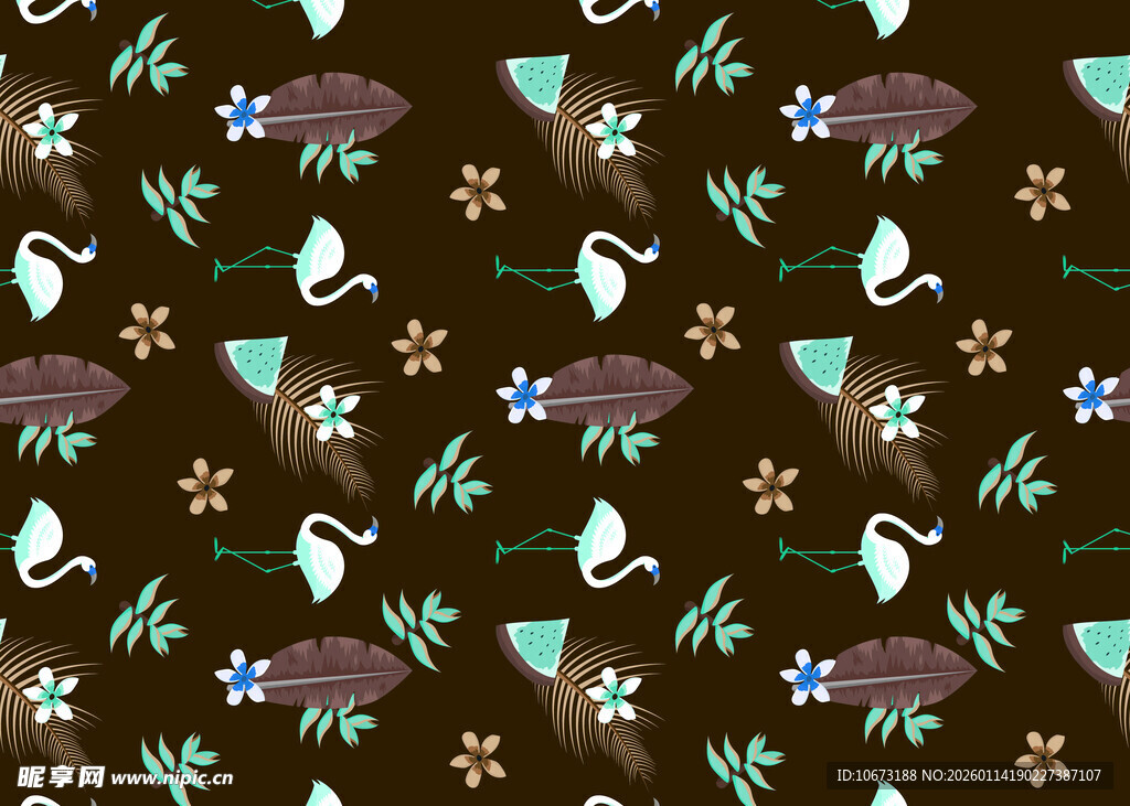 卡通风格动物植物图案背景