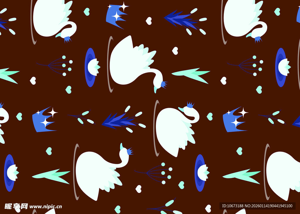 抽象花卉鸟类图案背景