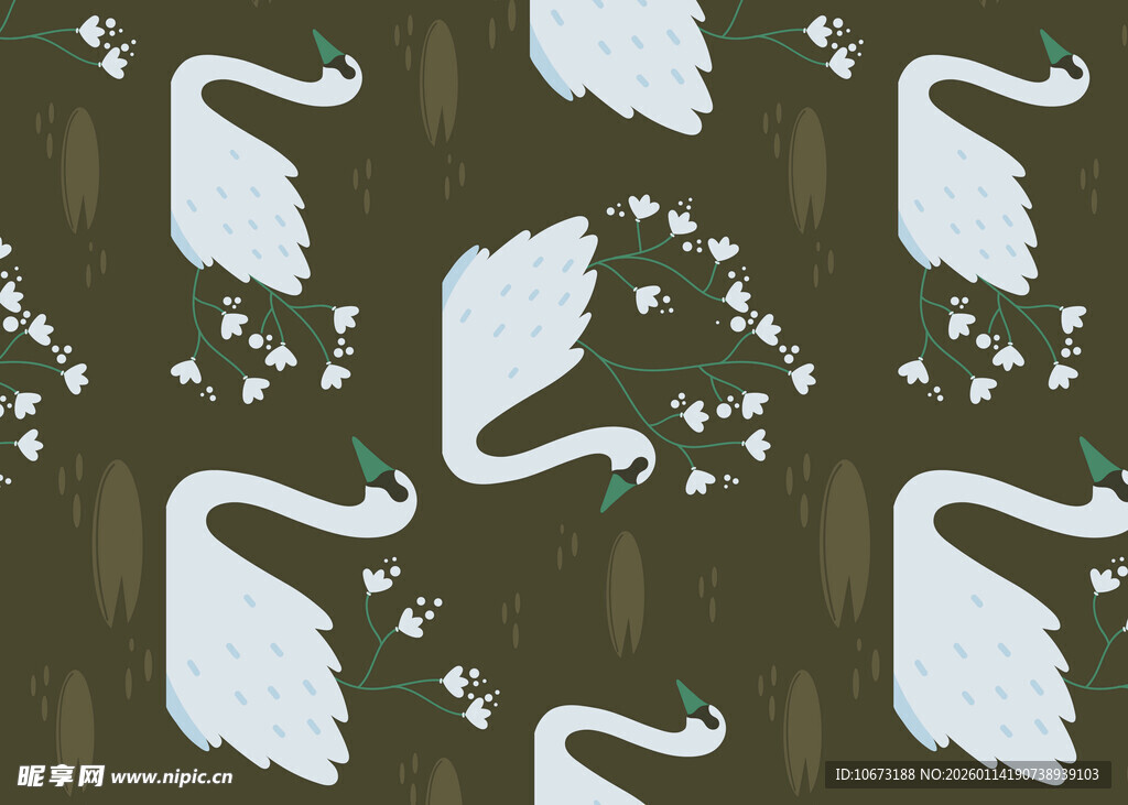 天鹅图案背景设计素材