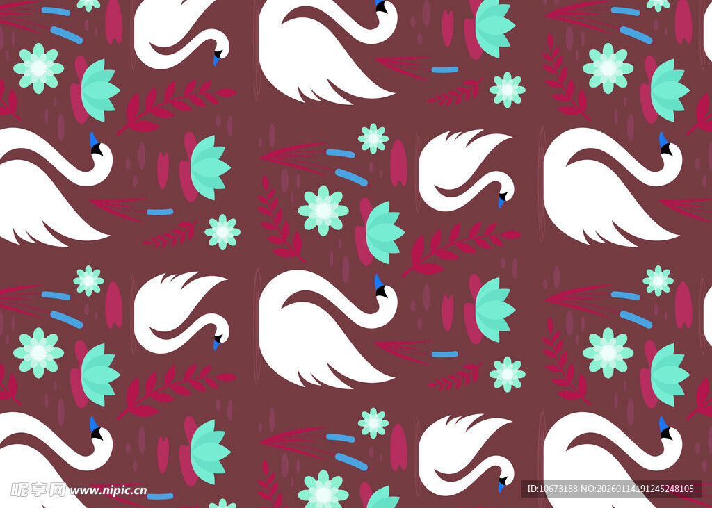 复古风飞鸟花卉图案设计