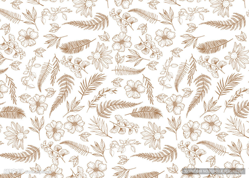 复古风植物花卉图案纹理