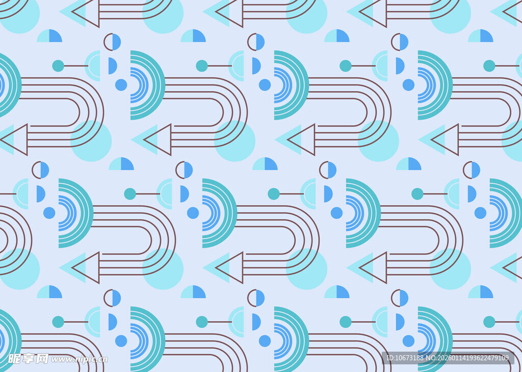 铅笔与几何图案无缝背景