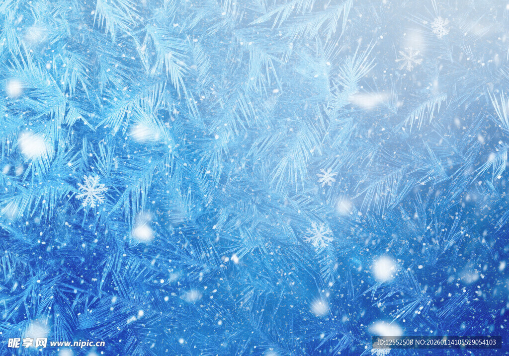 梦幻蓝色雪花背景图